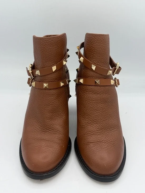 Valentino Brown Leather Rockstud Block Heel
Ankle Boots Size 7/ EU 37 - Picture 4 of 12